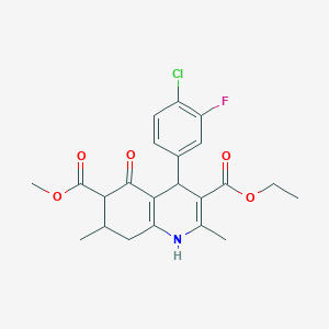 molecular formula C22H23ClFNO5 B4127940 3-ethyl 6-methyl 4-(4-chloro-3-fluorophenyl)-2,7-dimethyl-5-oxo-1,4,5,6,7,8-hexahydro-3,6-quinolinedicarboxylate 