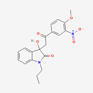molecular formula C20H20N2O6 B4127945 3-hydroxy-3-[2-(4-methoxy-3-nitrophenyl)-2-oxoethyl]-1-propyl-1,3-dihydro-2H-indol-2-one 