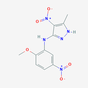 molecular formula C11H11N5O5 B412795 4-nitro-5-{5-nitro-2-methoxyanilino}-3-methyl-1H-pyrazole 