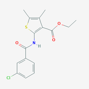 molecular formula C16H16ClNO3S B412796 Ethyl 2-[(3-chlorobenzoyl)amino]-4,5-dimethylthiophene-3-carboxylate CAS No. 293764-67-7