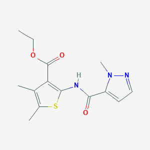 molecular formula C14H17N3O3S B412797 ethyl 4,5-dimethyl-2-{[(1-methyl-1H-pyrazol-5-yl)carbonyl]amino}-3-thiophenecarboxylate 