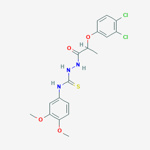 molecular formula C18H19Cl2N3O4S B4128020 2-[2-(3,4-dichlorophenoxy)propanoyl]-N-(3,4-dimethoxyphenyl)hydrazinecarbothioamide 