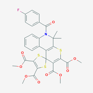 Tetramethyl 6'-[(4-fluorophenyl)carbonyl]-5',5'-dimethyl-5',6'-dihydrospiro[1,3-dithiole-2,1'-thiopyrano[2,3-c]quinoline]-2',3',4,5-tetracarboxylate
