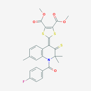molecular formula C26H22FNO5S3 B412805 Dimethyl 2-[1-(4-fluorobenzoyl)-2,2,7-trimethyl-3-sulfanylidenequinolin-4-ylidene]-1,3-dithiole-4,5-dicarboxylate CAS No. 304446-25-1