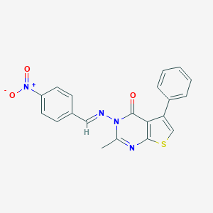 molecular formula C20H14N4O3S B412806 3-({4-nitrobenzylidene}amino)-2-methyl-5-phenylthieno[2,3-d]pyrimidin-4(3H)-one 