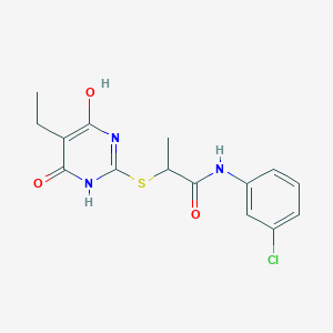 molecular formula C15H16ClN3O3S B4128061 N-(3-chlorophenyl)-2-[(5-ethyl-4-hydroxy-6-oxo-1,6-dihydro-2-pyrimidinyl)thio]propanamide 