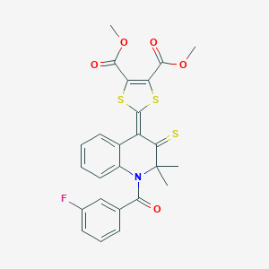 molecular formula C25H20FNO5S3 B412807 Dimethyl 2-[1-(3-fluorobenzoyl)-2,2-dimethyl-3-sulfanylidenequinolin-4-ylidene]-1,3-dithiole-4,5-dicarboxylate CAS No. 304446-28-4