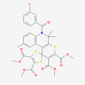 Tetramethyl 6'-[(3-fluorophenyl)carbonyl]-5',5',9'-trimethyl-5',6'-dihydrospiro[1,3-dithiole-2,1'-thiopyrano[2,3-c]quinoline]-2',3',4,5-tetracarboxylate