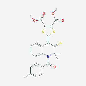 molecular formula C26H23NO5S3 B412809 Dimethyl 2-[2,2-dimethyl-1-(4-methylbenzoyl)-3-sulfanylidenequinolin-4-ylidene]-1,3-dithiole-4,5-dicarboxylate CAS No. 300717-06-0