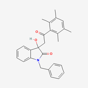 molecular formula C27H27NO3 B4128101 1-benzyl-3-hydroxy-3-[2-oxo-2-(2,3,5,6-tetramethylphenyl)ethyl]-1,3-dihydro-2H-indol-2-one 