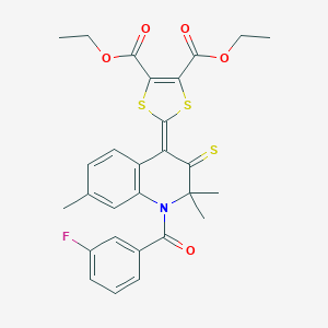 diethyl 2-(1-(3-fluorobenzoyl)-2,2,7-trimethyl-3-thioxo-2,3-dihydro-4(1H)-quinolinylidene)-1,3-dithiole-4,5-dicarboxylate
