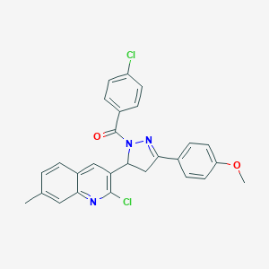 [3-(2-Chloro-7-methylquinolin-3-yl)-5-(4-methoxyphenyl)-3,4-dihydropyrazol-2-yl]-(4-chlorophenyl)methanone