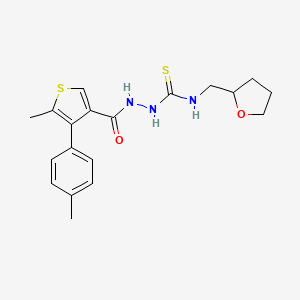 molecular formula C19H23N3O2S2 B4128123 2-{[5-methyl-4-(4-methylphenyl)-3-thienyl]carbonyl}-N-(tetrahydro-2-furanylmethyl)hydrazinecarbothioamide 