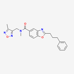 molecular formula C22H22N4O3 B4128126 N-methyl-N-[(4-methyl-1,2,5-oxadiazol-3-yl)methyl]-2-(3-phenylpropyl)-1,3-benzoxazole-5-carboxamide 