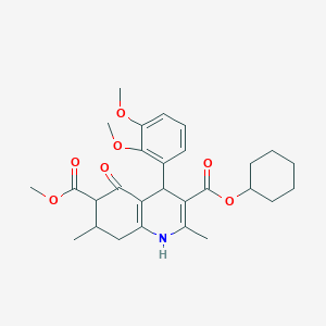 molecular formula C28H35NO7 B4128127 3-cyclohexyl 6-methyl 4-(2,3-dimethoxyphenyl)-2,7-dimethyl-5-oxo-1,4,5,6,7,8-hexahydro-3,6-quinolinedicarboxylate 