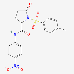 molecular formula C18H17N3O6S B4128145 1-[(4-methylphenyl)sulfonyl]-N-(4-nitrophenyl)-5-oxoprolinamide 