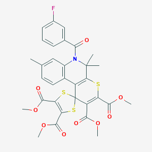 Tetramethyl 6'-[(3-fluorophenyl)carbonyl]-5',5',8'-trimethyl-5',6'-dihydrospiro[1,3-dithiole-2,1'-thiopyrano[2,3-c]quinoline]-2',3',4,5-tetracarboxylate