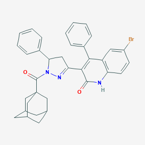 molecular formula C35H32BrN3O2 B412817 3-[1-(Adamantane-1-carbonyl)-5-phenyl-4,5-dihydro-1H-pyrazol-3-yl]-6-bromo-4-phe 