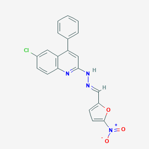 molecular formula C20H13ClN4O3 B412821 5-Nitro-2-furaldehyde (6-chloro-4-phenyl-2-quinolinyl)hydrazone 