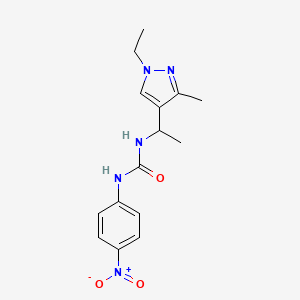 molecular formula C15H19N5O3 B4128220 N-[1-(1-ethyl-3-methyl-1H-pyrazol-4-yl)ethyl]-N'-(4-nitrophenyl)urea 