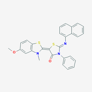 molecular formula C28H21N3O2S2 B412823 (5Z)-5-(5-methoxy-3-methyl-1,3-benzothiazol-2-ylidene)-2-naphthalen-1-ylimino-3-phenyl-1,3-thiazolidin-4-one 