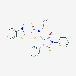 molecular formula C29H22N4O2S3 B412824 3-allyl-5-(3-methyl-1,3-benzothiazol-2(3H)-ylidene)-2-(5-oxo-1,3-diphenyl-2-thioxo-4-imidazolidinylidene)-1,3-thiazolidin-4-one 
