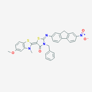 3-benzyl-2-({7-nitro-9H-fluoren-2-yl}imino)-5-(5-methoxy-3-methyl-1,3-benzothiazol-2(3H)-ylidene)-1,3-thiazolidin-4-one