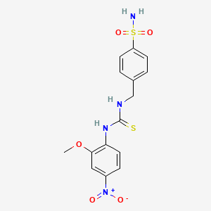 molecular formula C15H16N4O5S2 B4128279 4-[({[(2-methoxy-4-nitrophenyl)amino]carbonothioyl}amino)methyl]benzenesulfonamide 