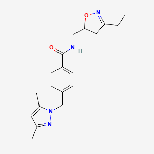 4-[(3,5-dimethyl-1H-pyrazol-1-yl)methyl]-N-[(3-ethyl-4,5-dihydroisoxazol-5-yl)methyl]benzamide