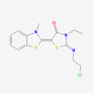 molecular formula C15H16ClN3OS2 B412830 2-[(2-chloroethyl)imino]-3-ethyl-5-(3-methyl-1,3-benzothiazol-2(3H)-ylidene)-1,3-thiazolidin-4-one 