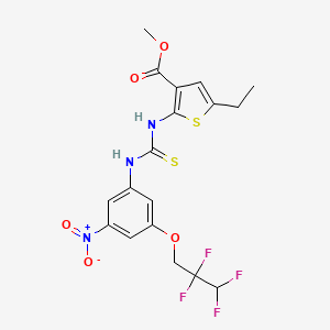 molecular formula C18H17F4N3O5S2 B4128301 methyl 5-ethyl-2-[({[3-nitro-5-(2,2,3,3-tetrafluoropropoxy)phenyl]amino}carbonothioyl)amino]-3-thiophenecarboxylate 