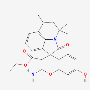 ethyl 2-amino-7-hydroxy-4',4',6'-trimethyl-2'-oxo-5',6'-dihydro-4'H-spiro[chromene-4,1'-pyrrolo[3,2,1-ij]quinoline]-3-carboxylate
