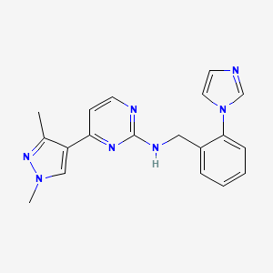 molecular formula C19H19N7 B4128375 4-(1,3-dimethyl-1H-pyrazol-4-yl)-N-[2-(1H-imidazol-1-yl)benzyl]-2-pyrimidinamine trifluoroacetate 