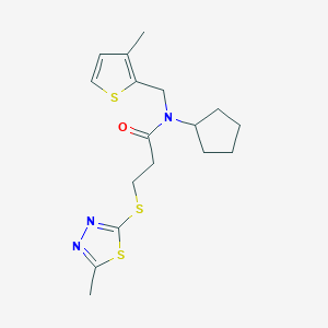 N-cyclopentyl-3-[(5-methyl-1,3,4-thiadiazol-2-yl)thio]-N-[(3-methyl-2-thienyl)methyl]propanamide