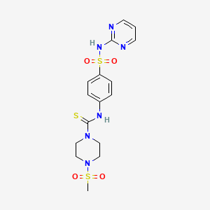 molecular formula C16H20N6O4S3 B4128420 4-(methylsulfonyl)-N-{4-[(2-pyrimidinylamino)sulfonyl]phenyl}-1-piperazinecarbothioamide 