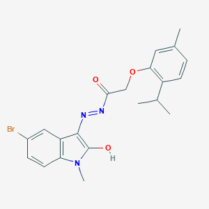 N-(5-Bromo-2-hydroxy-1-methylindol-3-yl)imino-2-(5-methyl-2-propan-2-ylphenoxy)acetamide