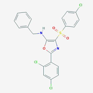 N-benzyl-4-[(4-chlorophenyl)sulfonyl]-2-(2,4-dichlorophenyl)-1,3-oxazol-5-amine