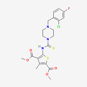 molecular formula C21H23ClFN3O4S2 B4128477 dimethyl 5-({[4-(2-chloro-4-fluorobenzyl)-1-piperazinyl]carbonothioyl}amino)-3-methyl-2,4-thiophenedicarboxylate 