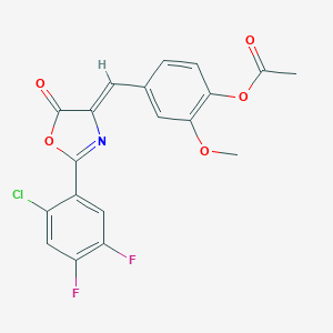 molecular formula C19H12ClF2NO5 B412849 4-[(2-(2-chloro-4,5-difluorophenyl)-5-oxo-1,3-oxazol-4(5H)-ylidene)methyl]-2-methoxyphenyl acetate 