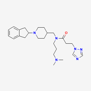 molecular formula C25H38N6O B4128501 N-{[1-(2,3-dihydro-1H-inden-2-yl)-4-piperidinyl]methyl}-N-[3-(dimethylamino)propyl]-3-(1H-1,2,4-triazol-1-yl)propanamide 