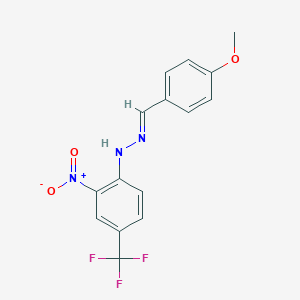 molecular formula C15H12F3N3O3 B412858 N-(4-Methoxy-benzylidene)-N'-(2-nitro-4-trifluoromethyl-phenyl)-hydrazine 
