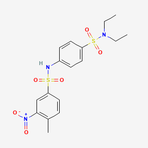 molecular formula C17H21N3O6S2 B4128631 N-{4-[(diethylamino)sulfonyl]phenyl}-4-methyl-3-nitrobenzenesulfonamide 