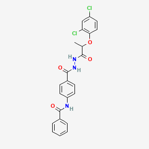 molecular formula C23H19Cl2N3O4 B4128676 N-[4-({2-[2-(2,4-dichlorophenoxy)propanoyl]hydrazino}carbonyl)phenyl]benzamide 