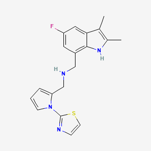 molecular formula C19H19FN4S B4128693 1-(5-fluoro-2,3-dimethyl-1H-indol-7-yl)-N-{[1-(1,3-thiazol-2-yl)-1H-pyrrol-2-yl]methyl}methanamine 