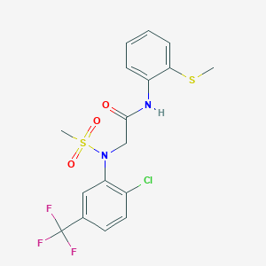 molecular formula C17H16ClF3N2O3S2 B4128698 N~2~-[2-chloro-5-(trifluoromethyl)phenyl]-N~2~-(methylsulfonyl)-N~1~-[2-(methylthio)phenyl]glycinamide 