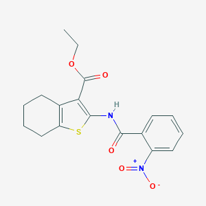 molecular formula C18H18N2O5S B412870 Ethyl 2-(2-nitrobenzamido)-4,5,6,7-tetrahydrobenzo[b]thiophene-3-carboxylate CAS No. 312917-26-3