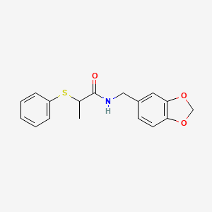 molecular formula C17H17NO3S B4128702 N-(1,3-benzodioxol-5-ylmethyl)-2-(phenylthio)propanamide 