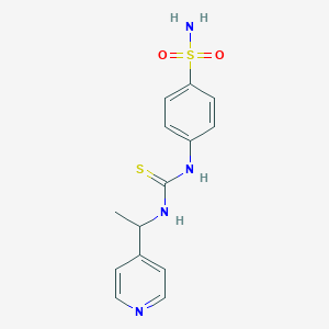 molecular formula C14H16N4O2S2 B4128744 4-[({[1-(4-pyridinyl)ethyl]amino}carbonothioyl)amino]benzenesulfonamide 