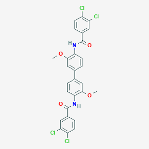 molecular formula C28H20Cl4N2O4 B412875 3,4-dichloro-N-[4'-{[(3,4-dichlorophenyl)carbonyl]amino}-3,3'-bis(methyloxy)[1,1'-biphenyl]-4-yl]benzamide 