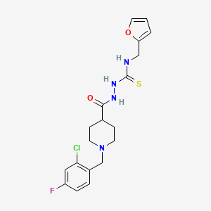 molecular formula C19H22ClFN4O2S B4128783 2-{[1-(2-chloro-4-fluorobenzyl)-4-piperidinyl]carbonyl}-N-(2-furylmethyl)hydrazinecarbothioamide 